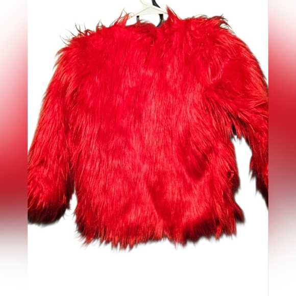 QIYE Vibrant Red Faux Fur Jacket for Women Small EUC PTP 18 - Picture 5 of 6